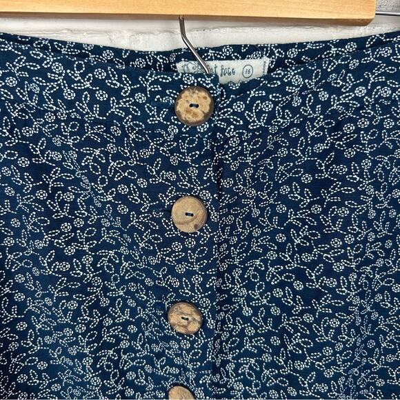 Fat Face Navy Patterned Button Front 100% Cotton Skirt Size 16 - Picture 7 of 9